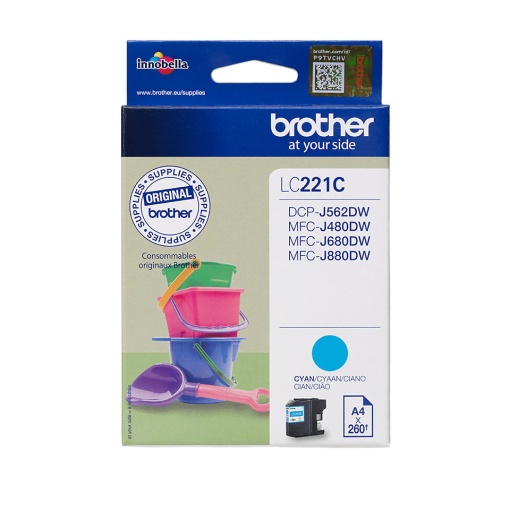 Tinteiro BROTHER LC221 C azul DCPJ562DW/MFCJ480DW/MFCJ880DW 260 páginas