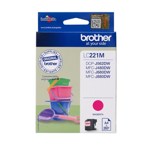 Tinteiro BROTHER LC221 M magenta DCPJ562DW/MFCJ480DW/MFCJ880DW 260 páginas