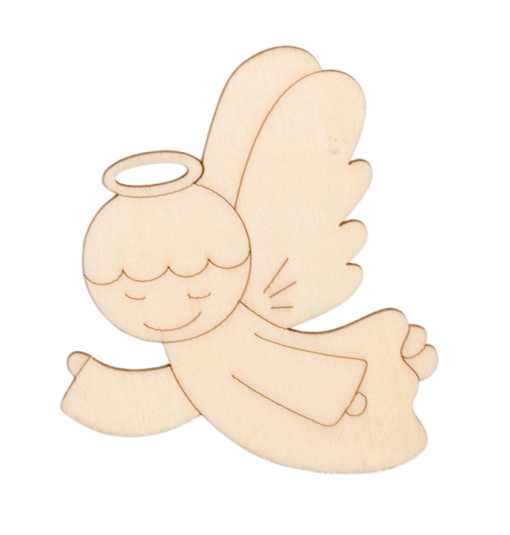Aplicação de Madeira Anjo 6,5x7,5x0,3cm