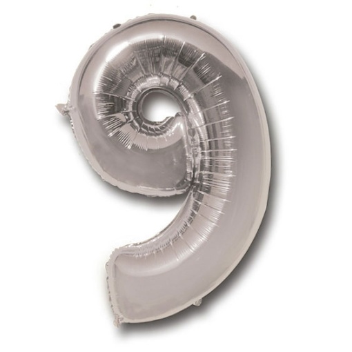 Balão foil prateado nº 9 1 m 39 3/8ö GLOBOLANDIA