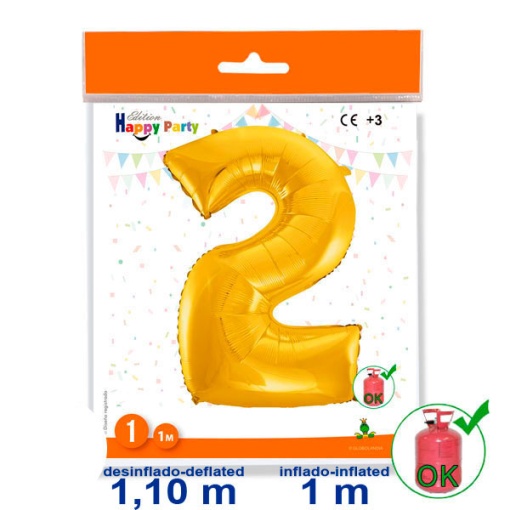 Balão foil dourado nº 2 de 1m 39 3/8" GLOBOLANDIA 5935