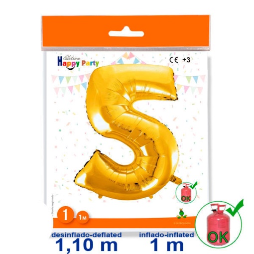 Balão foil dourado nº 5 1 m 39 3/8ö GLOBOLANDIA