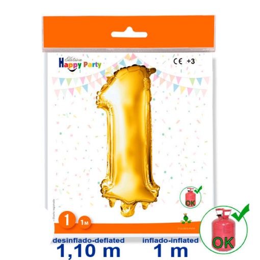 Balão foil dourado nº 1 1 m 39 3/8ö GLOBOLANDIA