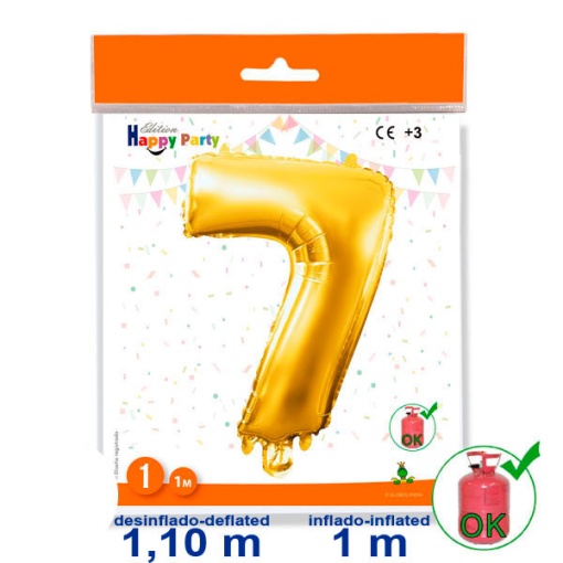 Balão foil dourado nº 7 1 m 39 3/8ö GLOBOLANDIA