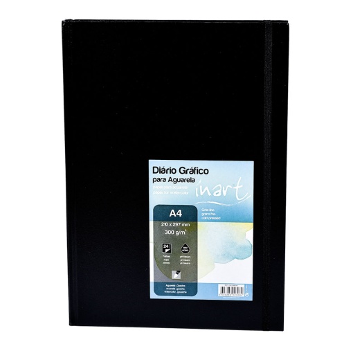 Diário Gráfico INART A4 Aguarela 300g 24 folhas com Elástico