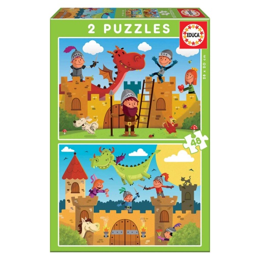 Puzzle EDUCA 2x48 peças Dragões e Cavaleiros