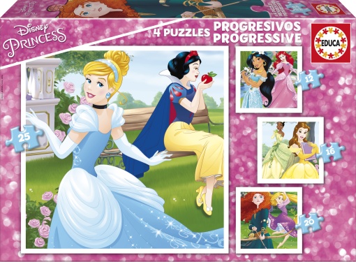 Puzzle EDUCA 12-16-20-25 peças Progressivo DISNEY Princesas