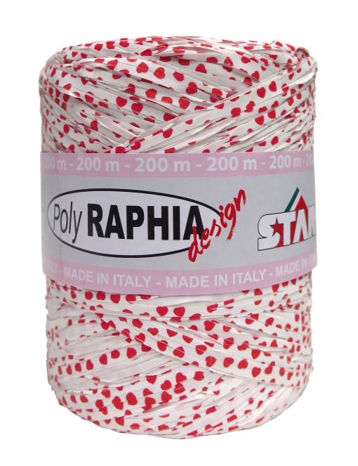 Ráfia em Rolo Polyraphia 15mmx200m Amore MIO Branco com Coração