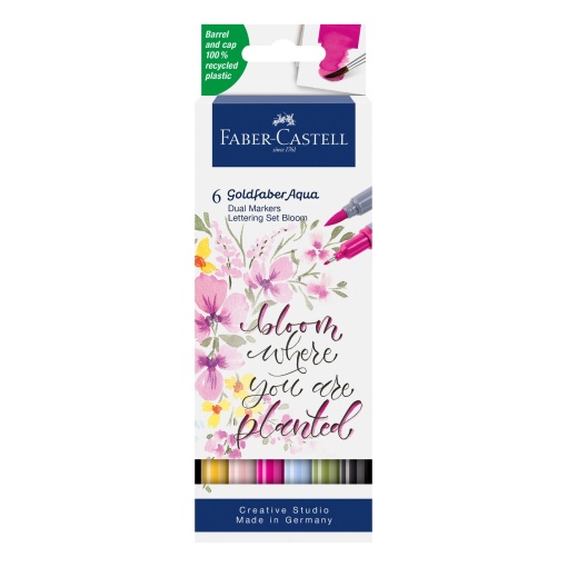Brush pen aguarelável FABER-CASTELL Goldfaber Aqua lettering 2 pontas - 6 unidades