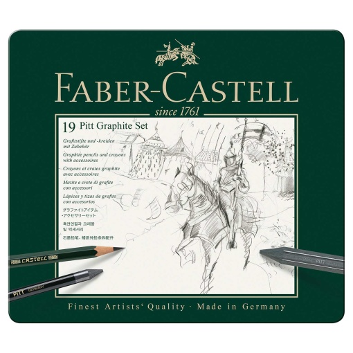 Conjunto de desenho FABER-CASTELL Pitt Grafite - 19 peças