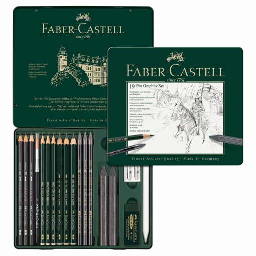 Conjunto de desenho FABER-CASTELL Pitt Grafite - 19 peças