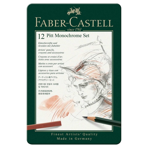 Conjunto de desenho FABER-CASTELL Pitt Monochrome - 12 peças