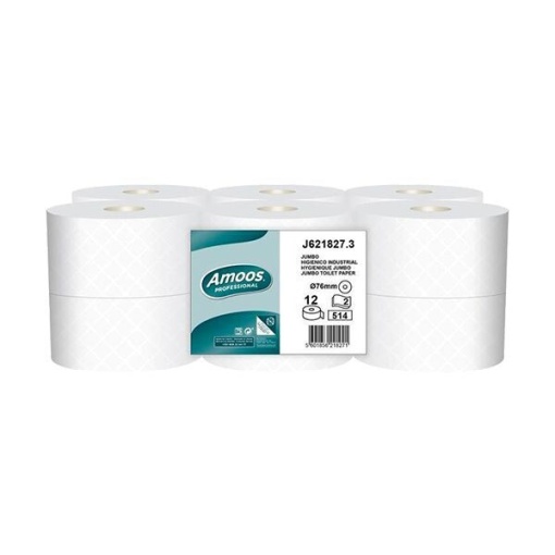 Papel Higiénico JUMBO 2 Folhas 180 Metros 12 rolos AMOOS