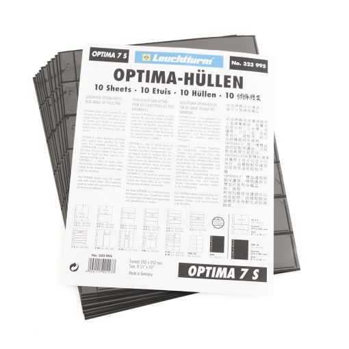 Philatelic bag with 7 compartments 30 x 180 mm LEUCHTTURM Optima 7S black (10 units)