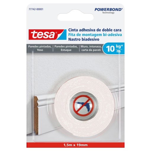 Fita Bi-adesiva para Parede Pintada 1,5mx19mm TESA Powerbond 77742