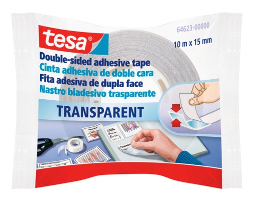 Fita Bi-adesiva para Manualidades 10mx15mm Transparente TESA 64623