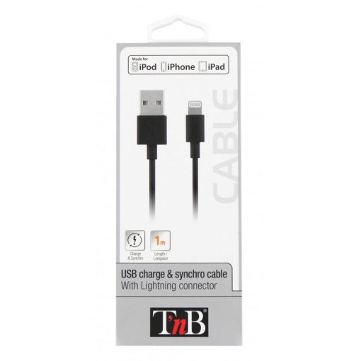 Cabo USB para iPhone TNB 1 m 2,0 A alta velocidade de carregamento preto