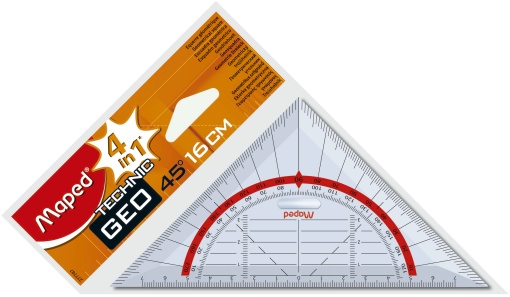 Esquadro Geométrico MAPED Technic 45°/16cm com Pega