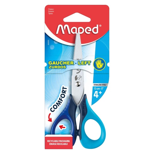 Tesoura escolar para esquerdinos 13cm redonda MAPED Sensoft 3D