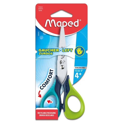 Tesoura escolar para esquerdinos 13cm redonda MAPED Sensoft 3D