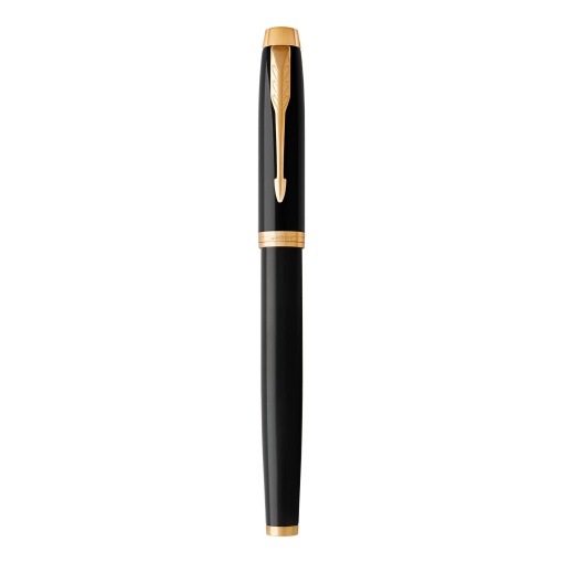 PARKER IM fountain pen, black lacquered finish, gold clip, M 1931652