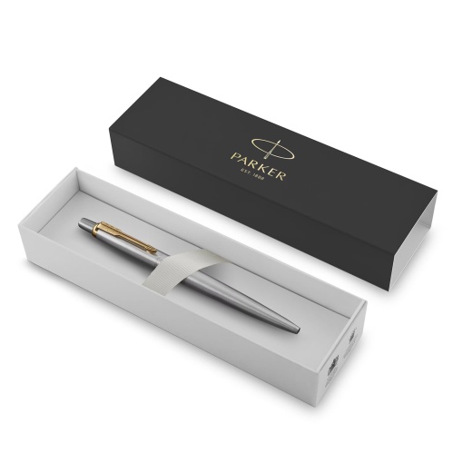 Esferográfica PARKER Jotter Core aço inox cromado golden trim 1953182