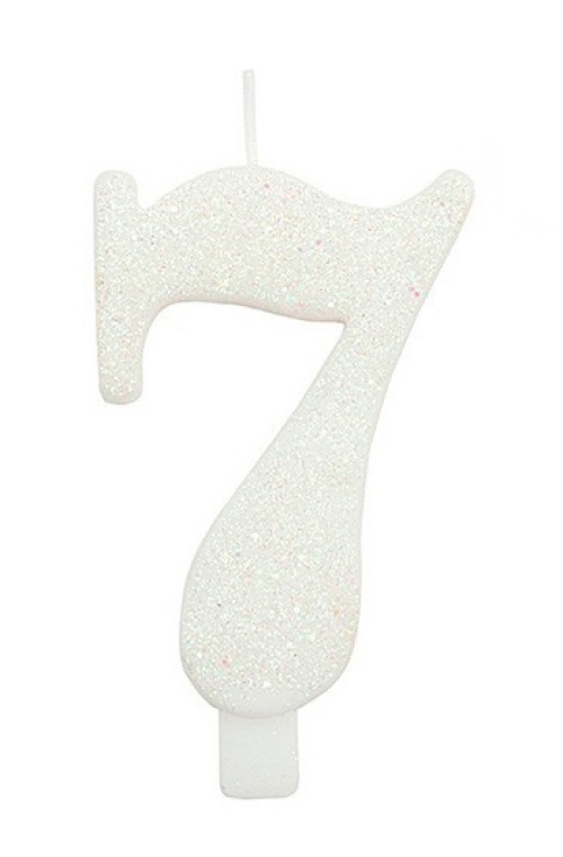 Vela de Aniversário com Glitter nº 7 Branca