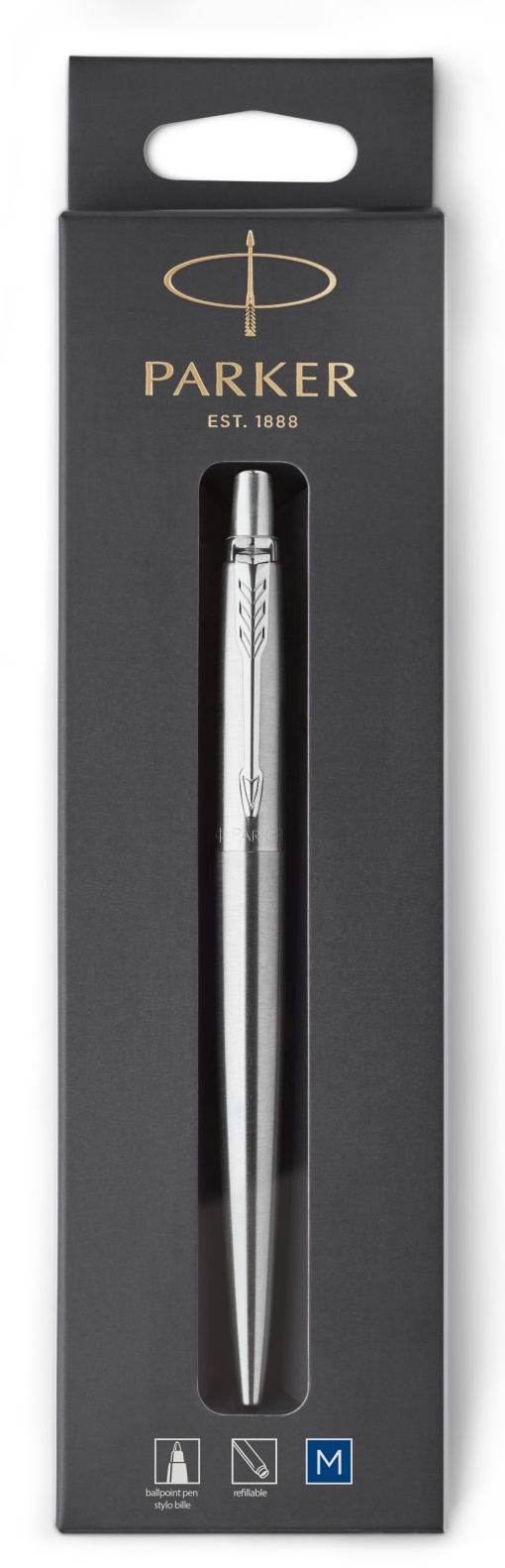 Esferográfica PARKER Jotter Core aço inox cromado chrome trim 1953205 HS