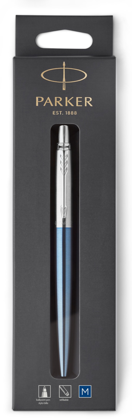 Esferográfica PARKER Jotter Waterloo aço inox azul Chrome Trim 1953245 HS
