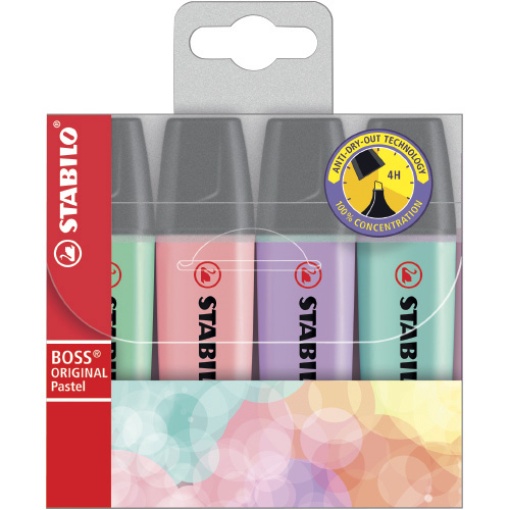 Sublinhador STABILO Boss Original Pastel caixa com 4 unidades 70/4-2