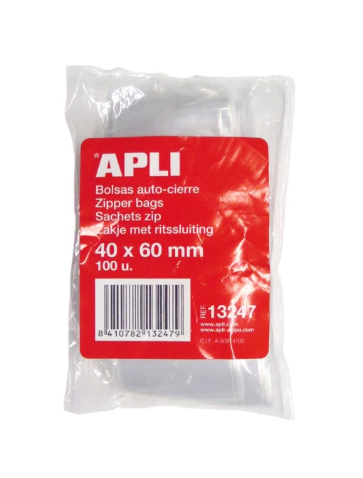 Saco Transparente APLI com Zip 4x6cm com 100