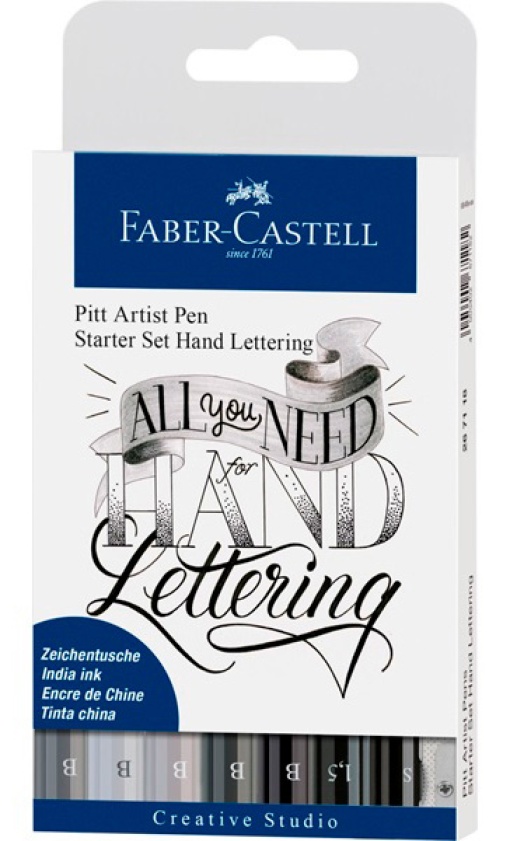 Marcador para lettering FABER-CASTELL Pitt Artist Pen Kit Iniciação (8 unidades)