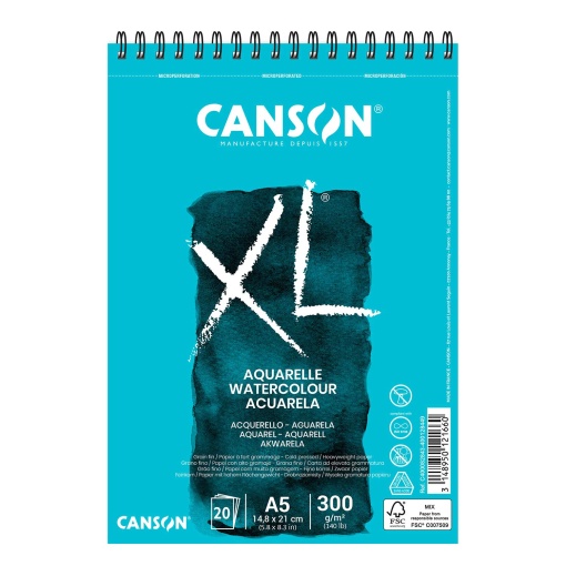 Bloco Aguarela Espiral CANSON XL A5 300g 20 folhas Fino