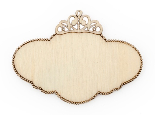 Placa de Madeira com Coroa 6x4,4x0,3cm