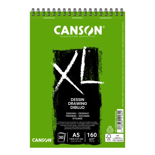 Bloco de Desenho Espiral CANSON XL Dessin A5 160g 30 folhas