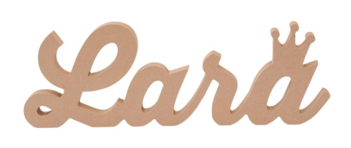 Nome de madeira com coroa até 5 letras minúsculas 12x1,6cm