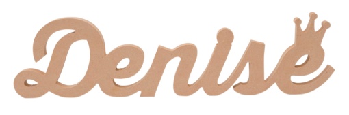 Nome de madeira com coroa de 6 a 10 letras minúsculas 12x1,6cm