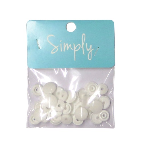 Botões de Pressão Plásticos 14mm Branco com 50 unidades