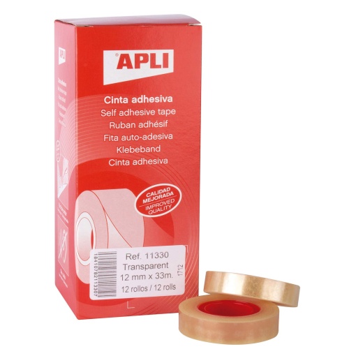 Transparent adhesive tape 33m x 12mm APLI 11330