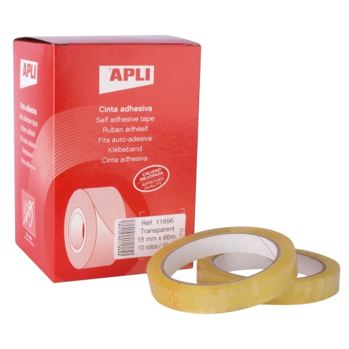 Fita adesiva 66mx15mm transparente APLI 11896