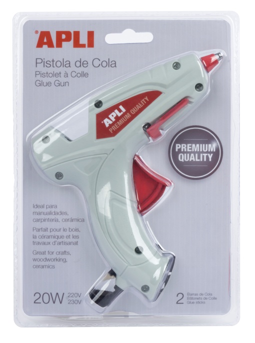 Pistola de Cola 7,5mm APLI PREMIUM + 2 Recargas 10cm 20w