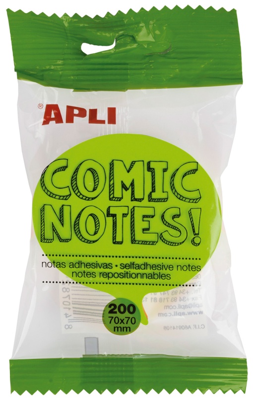 Bloco de Notas Aderentes APLI 70x70mm Comic com 200 folhas