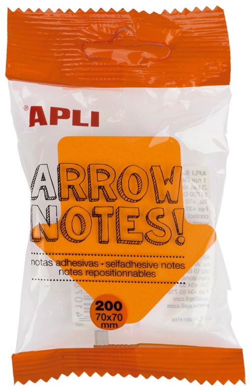 Bloco de Notas Aderentes APLI 70x70mm Flecha com 200 folhas