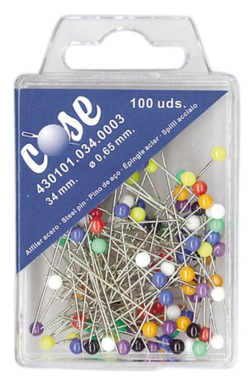 Alfinetes de cabeça 0,65x34mm COSE coloridos com 100 unidades