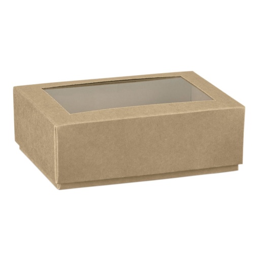 Caixa de papel havana com janela 130x90x45mm