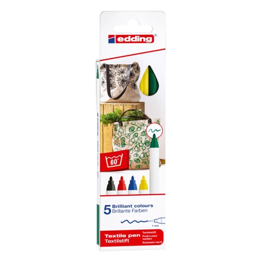 Marcador para tecido EDDING 4600 1mm 5 cores básicas
