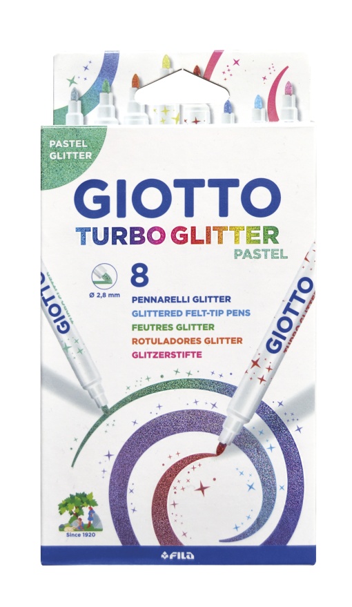 Canetas de Feltro GIOTTO Turbo Glitter Pastel com 8