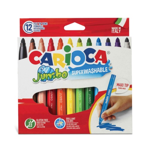 Canetas de Feltro Laváveis CARIOCA JUMBO com 12