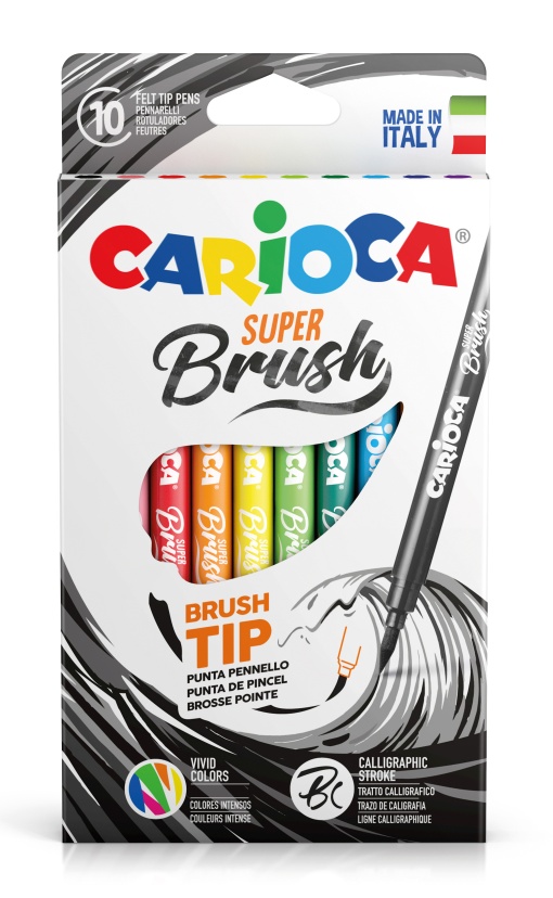 Brush Pen Aguarelável CARIOCA Super Soft com 10 cores