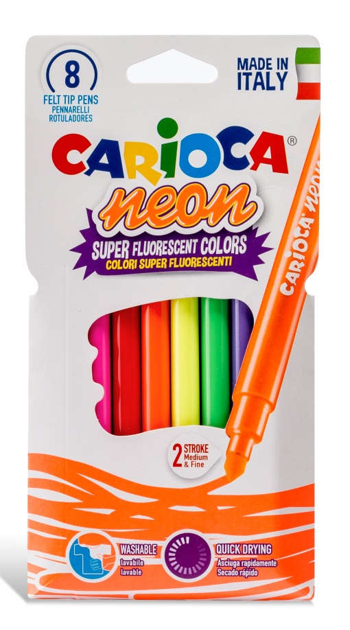 Canetas de Feltro CARIOCA Neon com 8